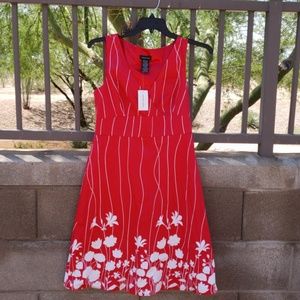 Spense Dress Red with white print size 10 Missy
